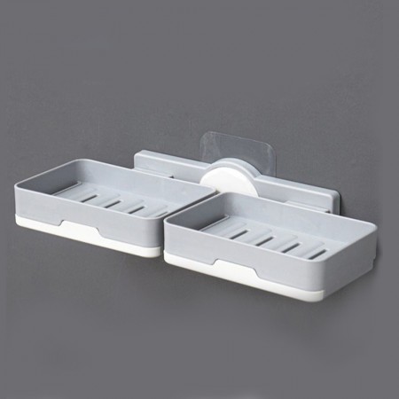 Meidong Shower Soap Holder Double Layer Soap Dish with Draining Tray Wall Mounted Soap Dish for Shower No-Drilling Rotatable